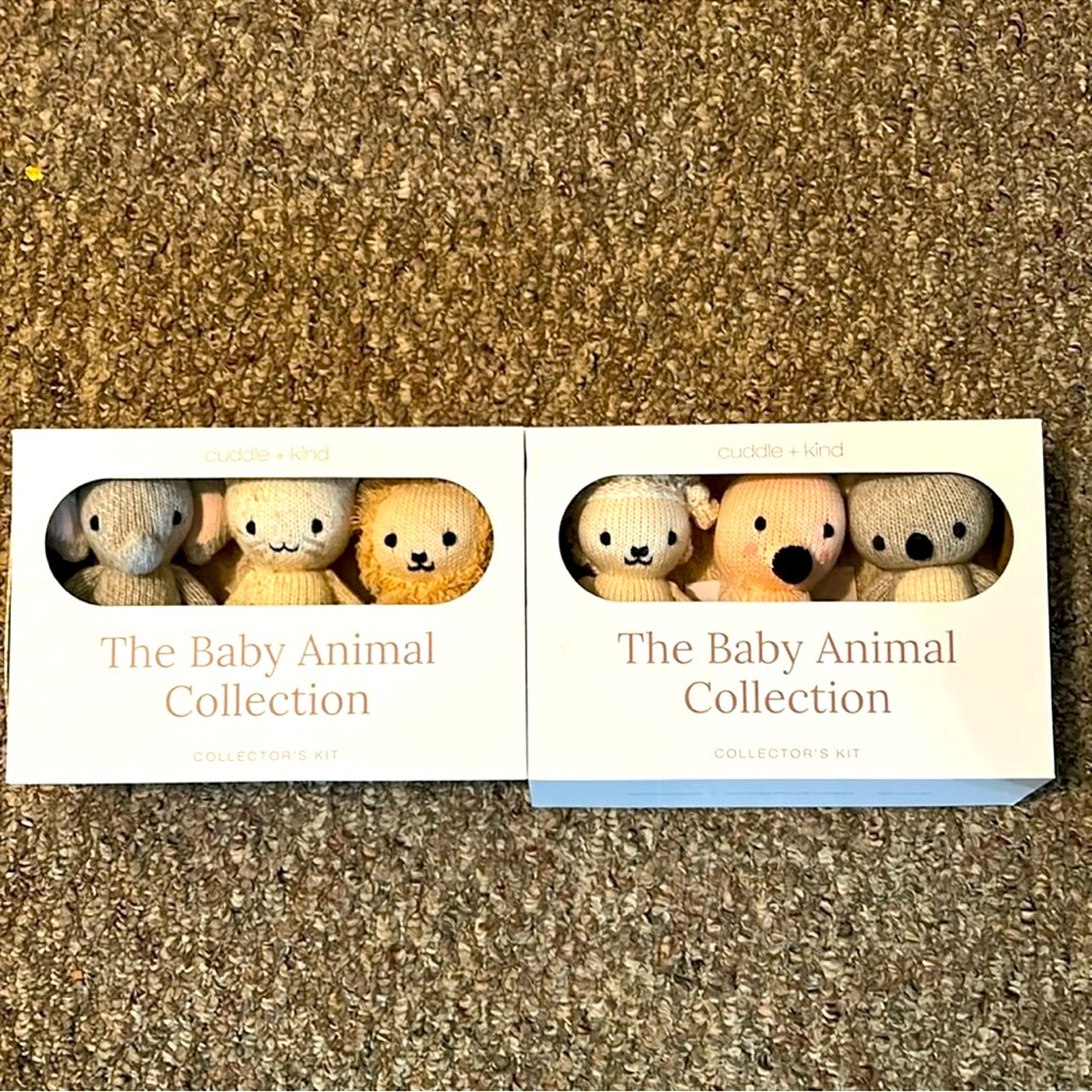 New Cuddle & Kind Knit Baby Animals Adorable Plush Set of 6 in gifting boxes.
